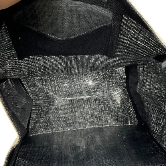 Apolis Jute Market Bag Tall Black Hamilton Bermuda Leather Handles - Picture 9 of 10